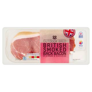 Co-op British Smoked Rindless Back Bacon 8 Rashers 300g