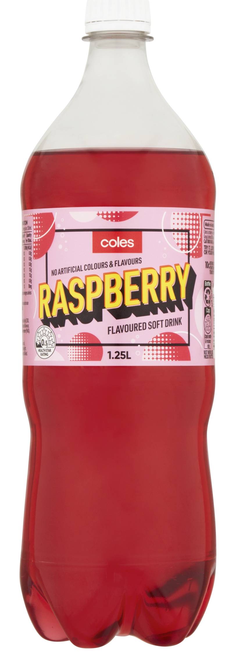 Coles Soft Drink, Raspberry (1.25L)