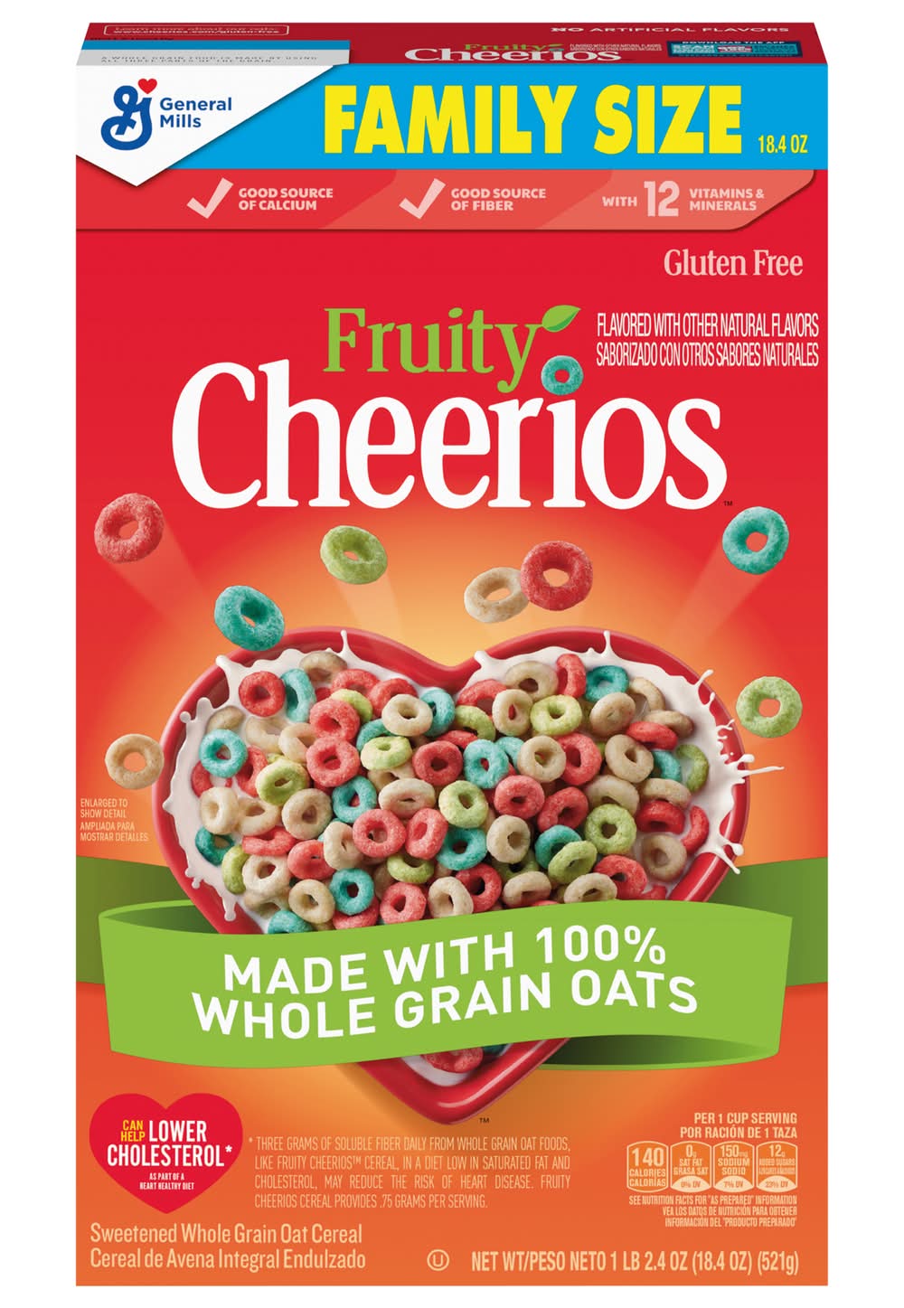 Cheerios Family Size Oats, Fruity (18.4 oz)