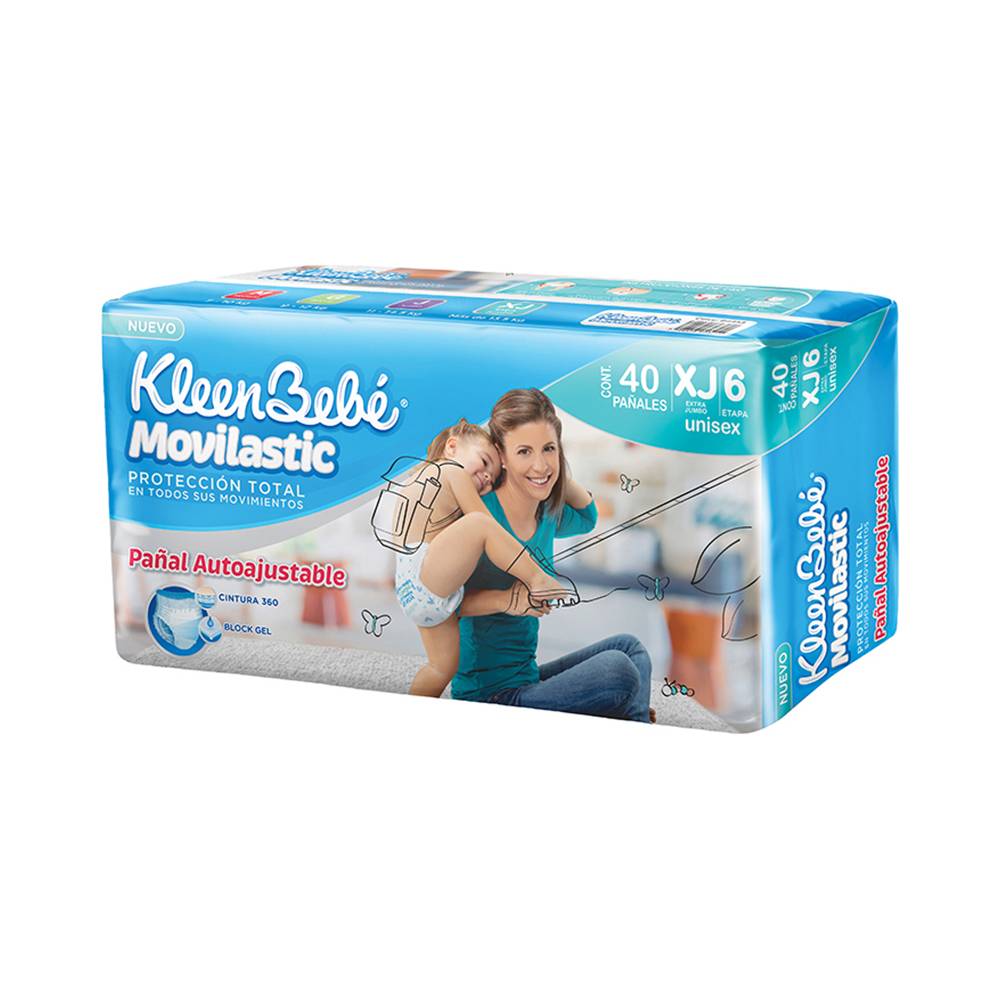 Kleenbebé pañales movilastic (unisex/etapa 6 - xj) (40 un)