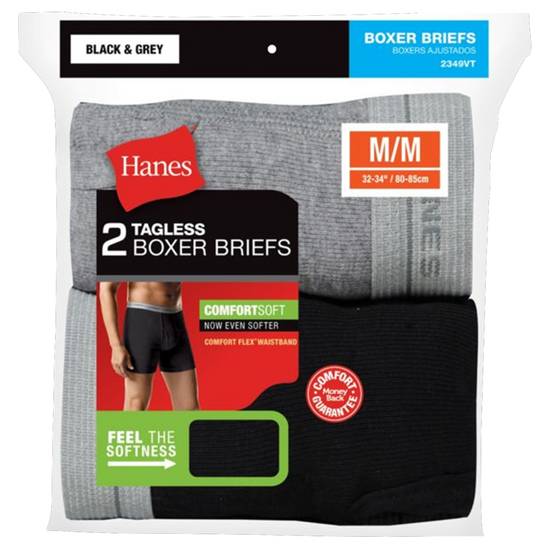 Hanes Men's Comfort Flex Waistband Boxer Brief Black/Grey 2pk (Size M)