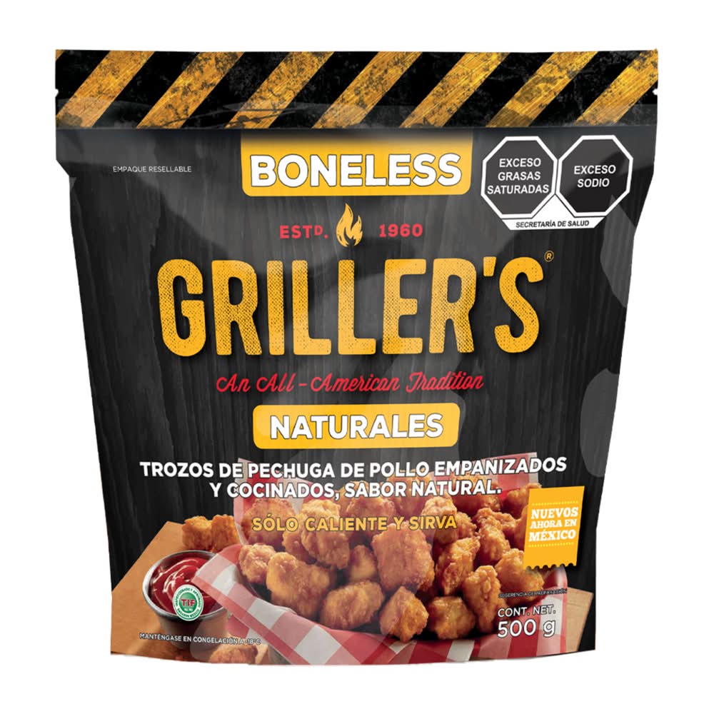 Griller's · Boneless trozos de pechuga de pollo empanizados, natural (500 g)