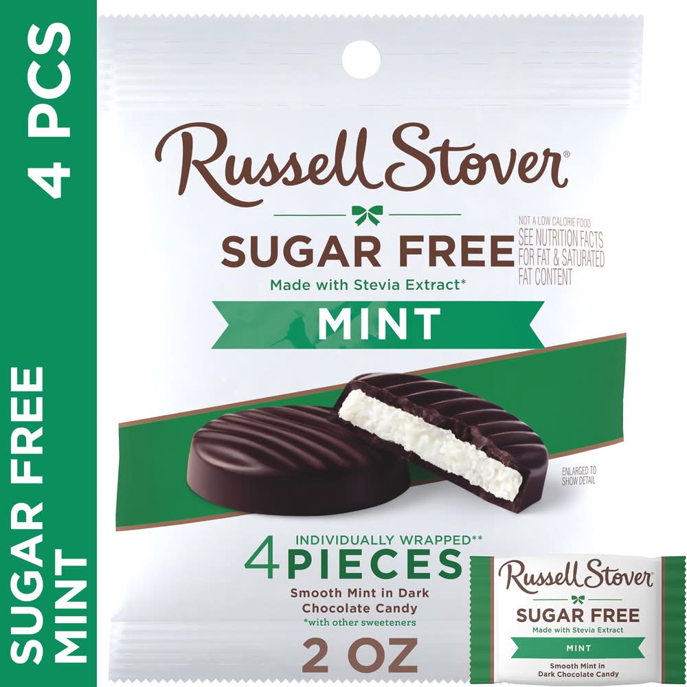 Russell Stover Sugar Free Dark Chocolate, Mint (2 oz, 4 ct)