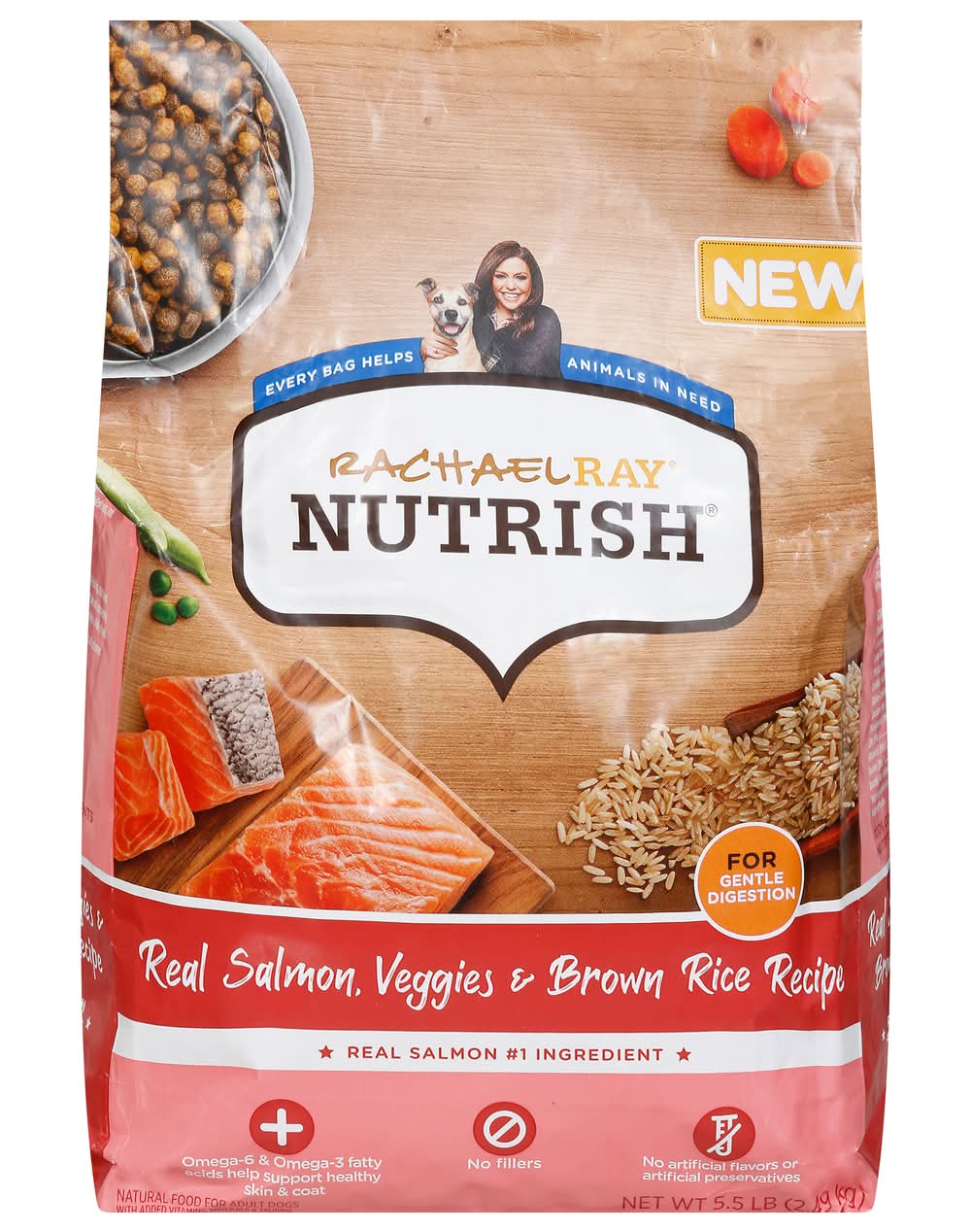 Nutrish Whole Health Blend Dry Dog Food, Real Salmon Veggies & Brown Rice, Adult (5.5 lbs)