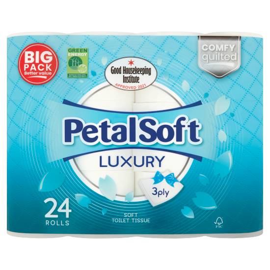 Petal Soft Luxury Soft Toilet Tissue 3 Ply Rolls (24 ct)