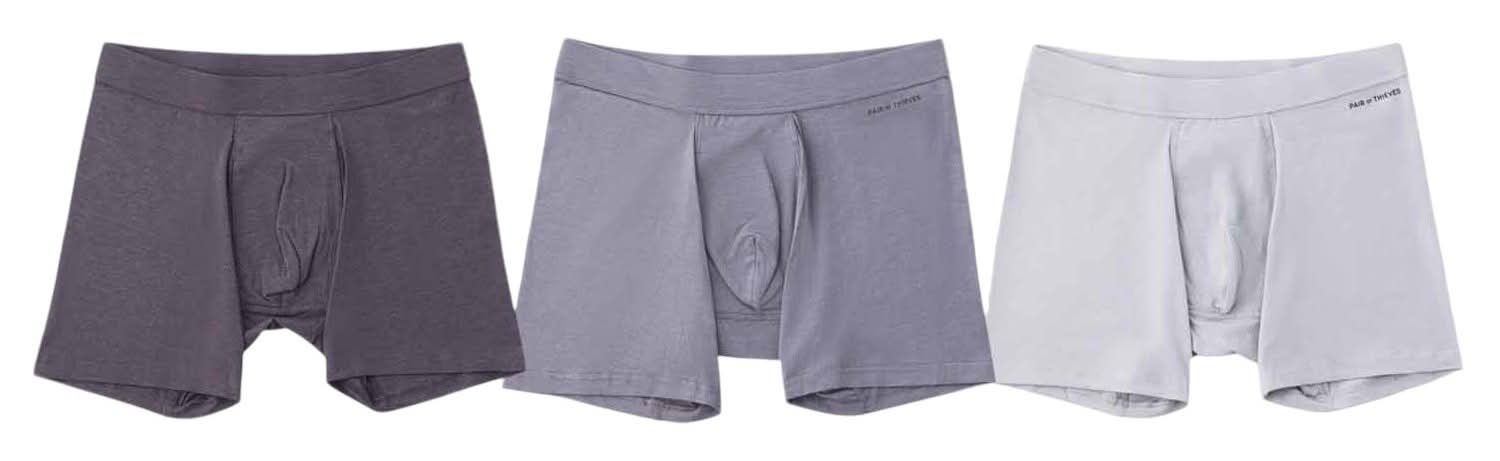 Pair of Thieves Men's Quick Dry Cotton Boxer Briefs – 3 Pack (Grey, M)
