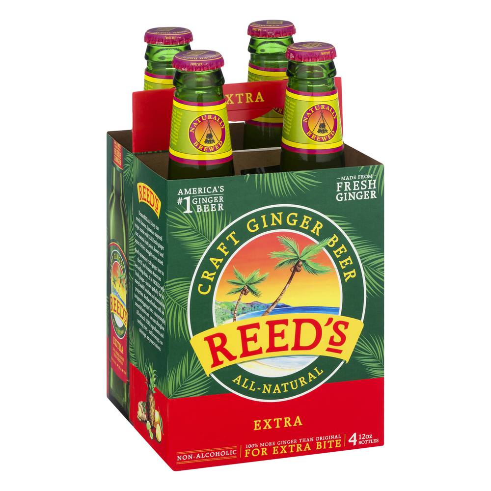 Reed's Extra Ginger Beer Bottles (4 ct, 12 oz)