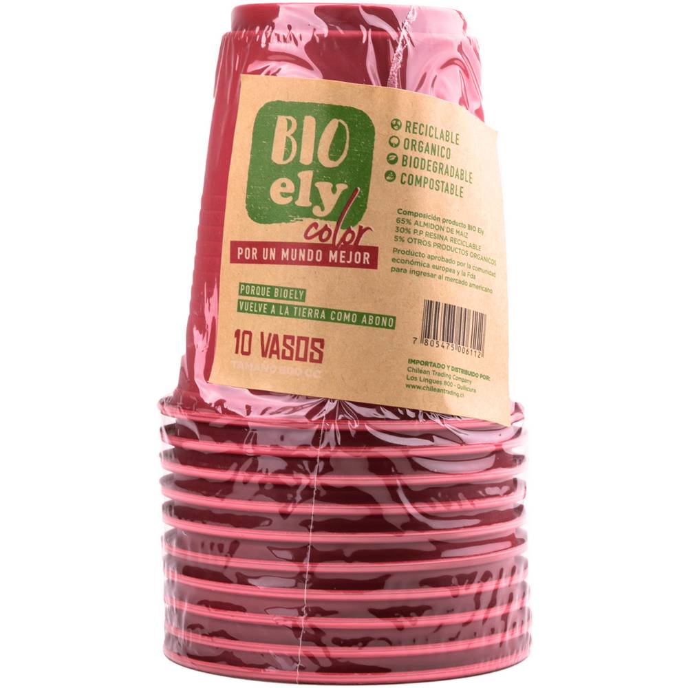 Bioely vasos rojos (10 un x 500 ml)