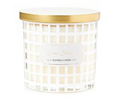 Linen Blossom White Grid Jar Candle, 14 oz.