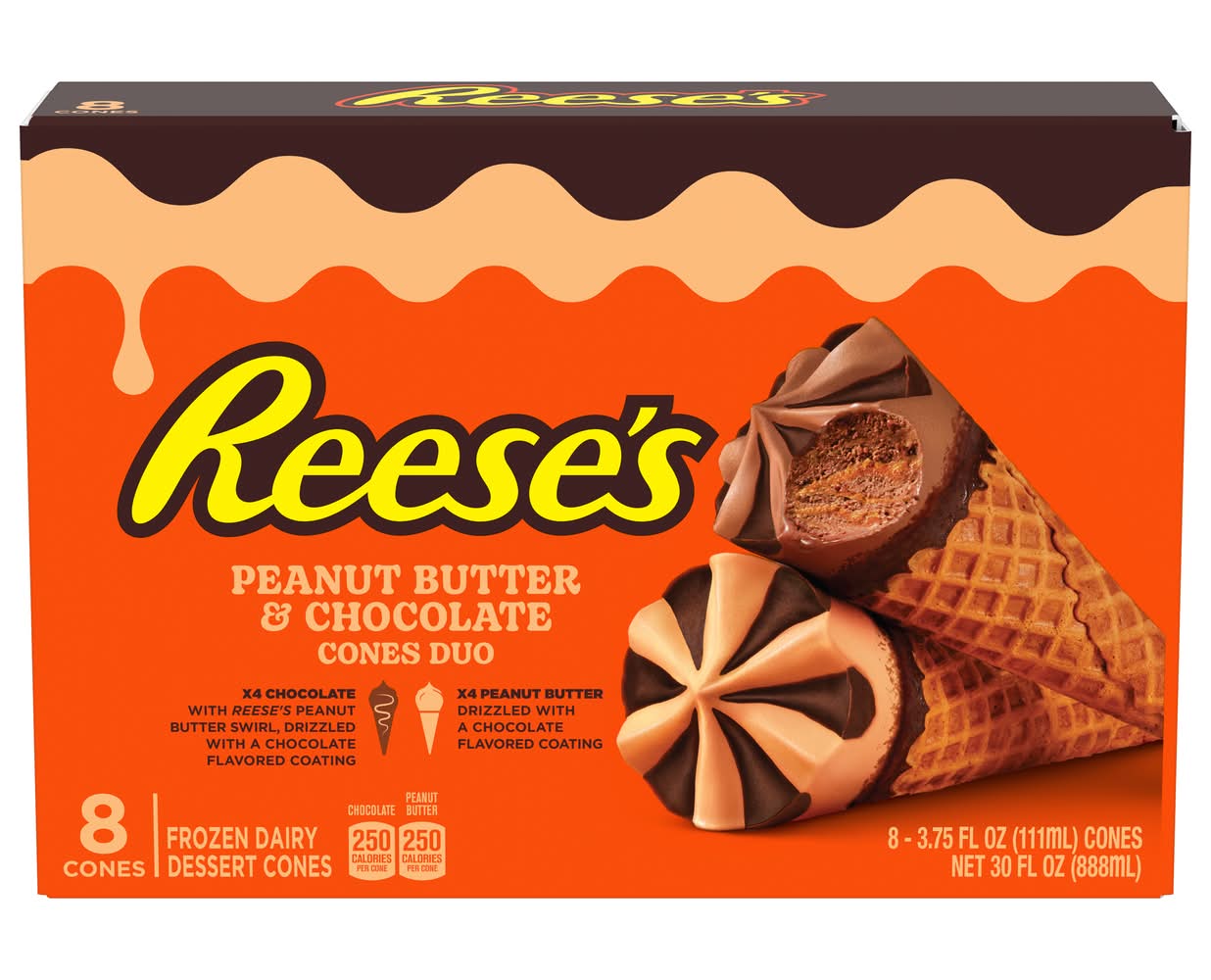 Klondike Peanut Butter Chocolate Frozen Dessert Cones (30 fl oz)