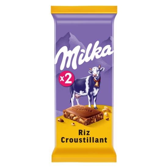 Milka - Chocolat au lait et riz croustillant (2 pièces)