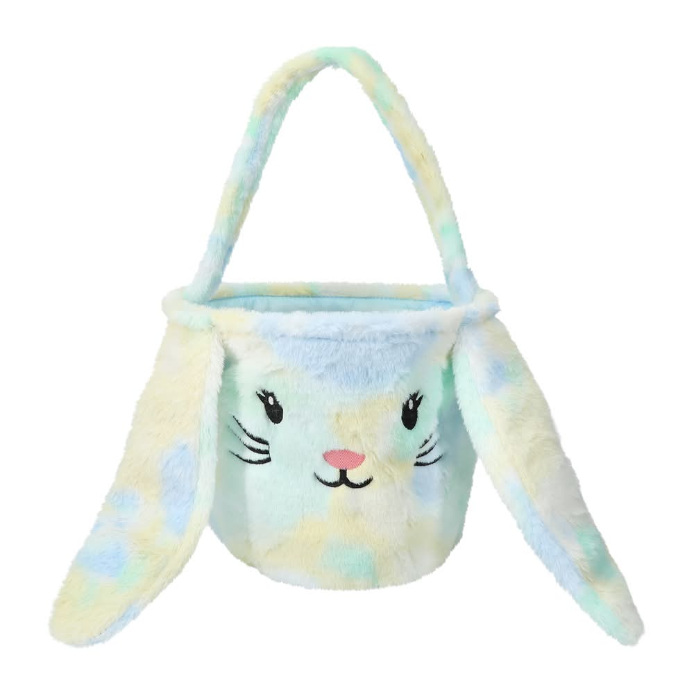 Easter Fur Bunny Basket Blue