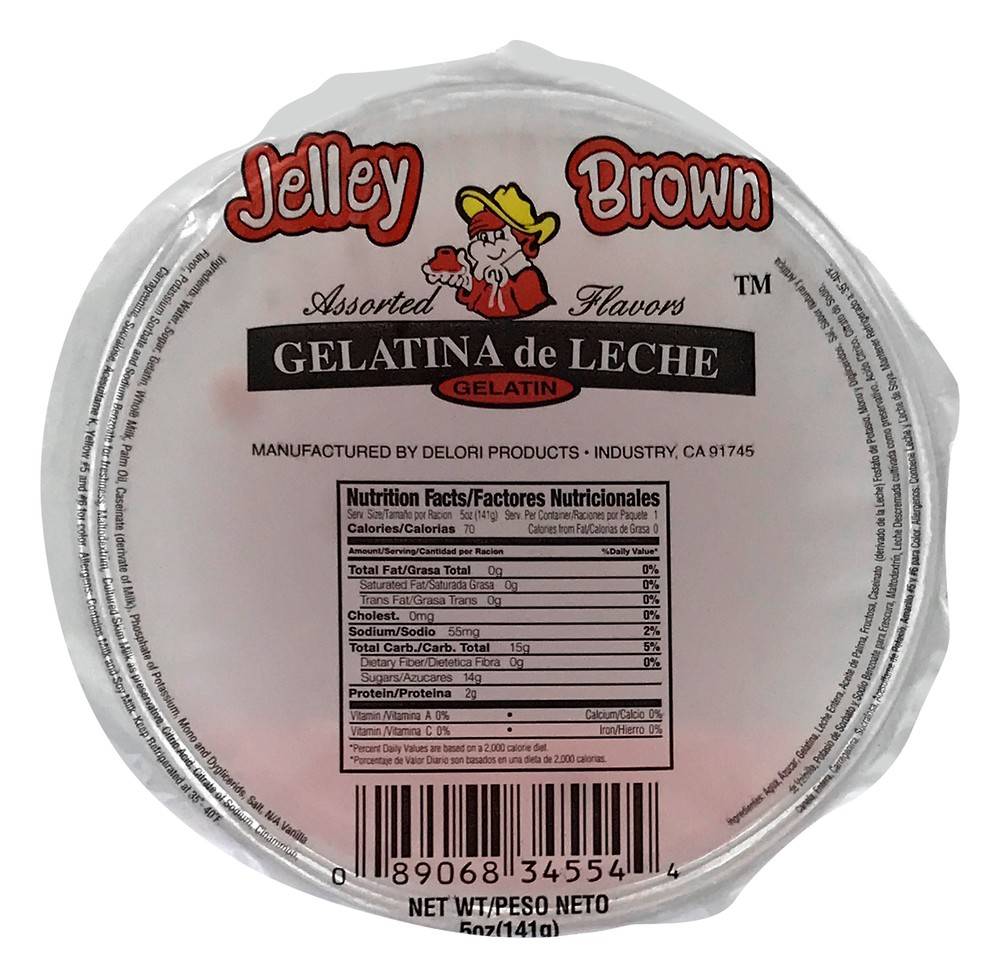 Jelley Brown Assorted Flavors Gelatina De Leche Gelatin (5 oz)