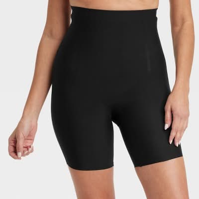 Women's Firm Sculpting High-Waist Shorts - Auden™ Black S: Nylon Spandex Blend, Pull-On, Elastic Leg Openings, Machine Washable