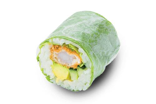 Green roll Tempura, Salade, Concombre, Avocat, Coriande, Menthe et Sauce Spicy Mayo