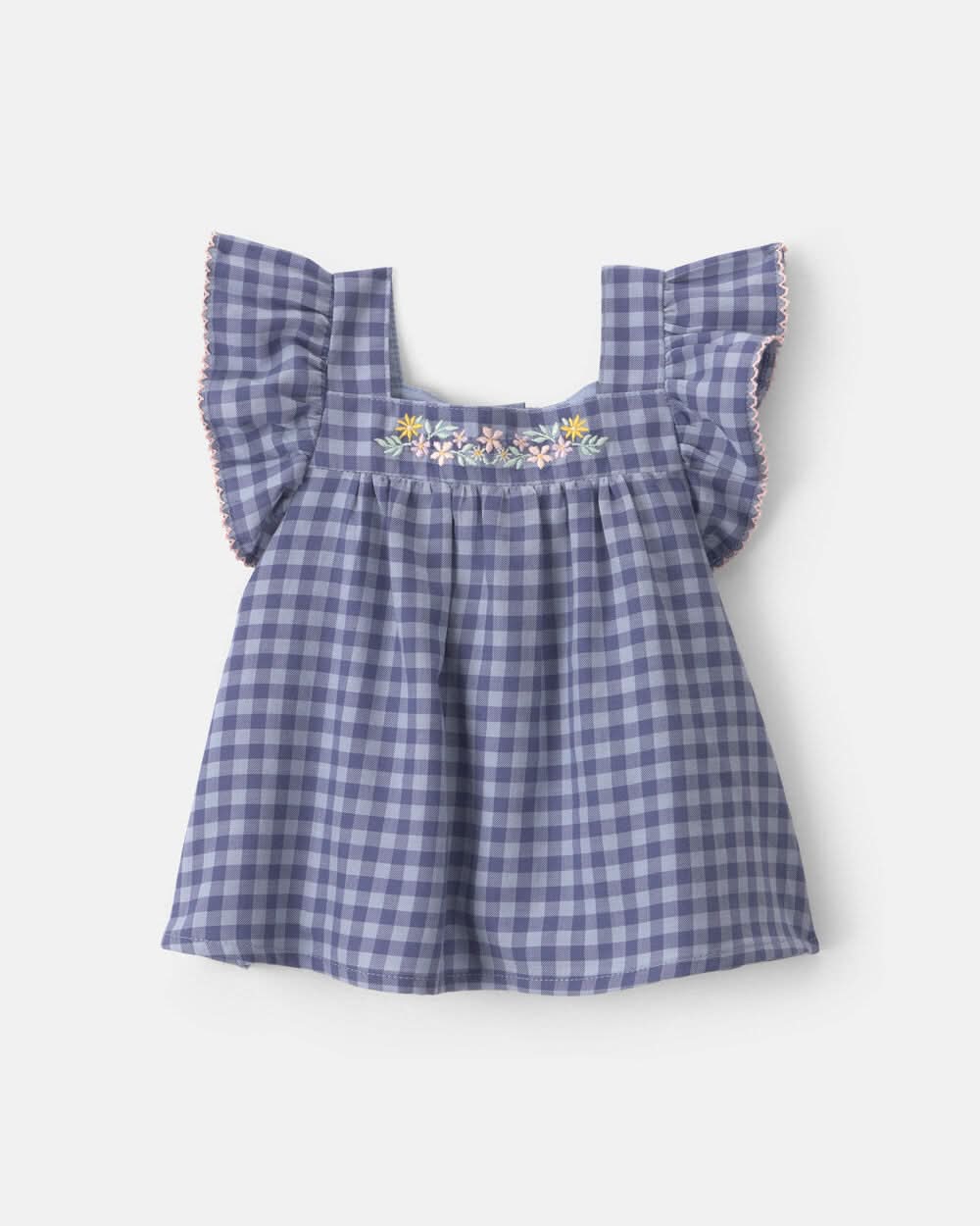 Baby Girl Gingham Twill Top - Blue - 3M