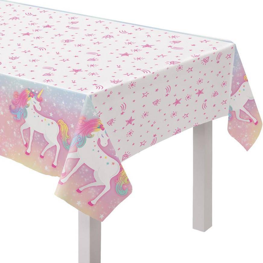 Party City Enchanted Unicorn Plastic Table Cover, 54in x 96in, Multi