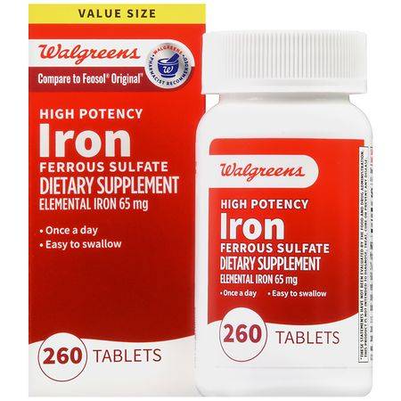 Walgreens High Potency Iron Ferrous Sulfate Tablets (260 ct)