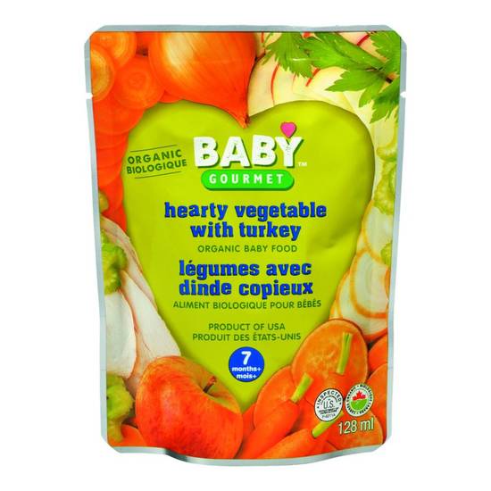 Baby gourmet purée copieuse de légumes avec dinde en pochette pour bébés de 7 mois et plus (128 ml) - organic baby food hearty vegetable with turkey (128 ml)