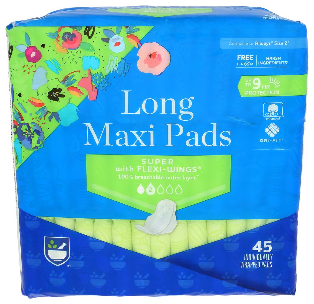 Rite Aid Long Maxi Pads Super Flexi Wings