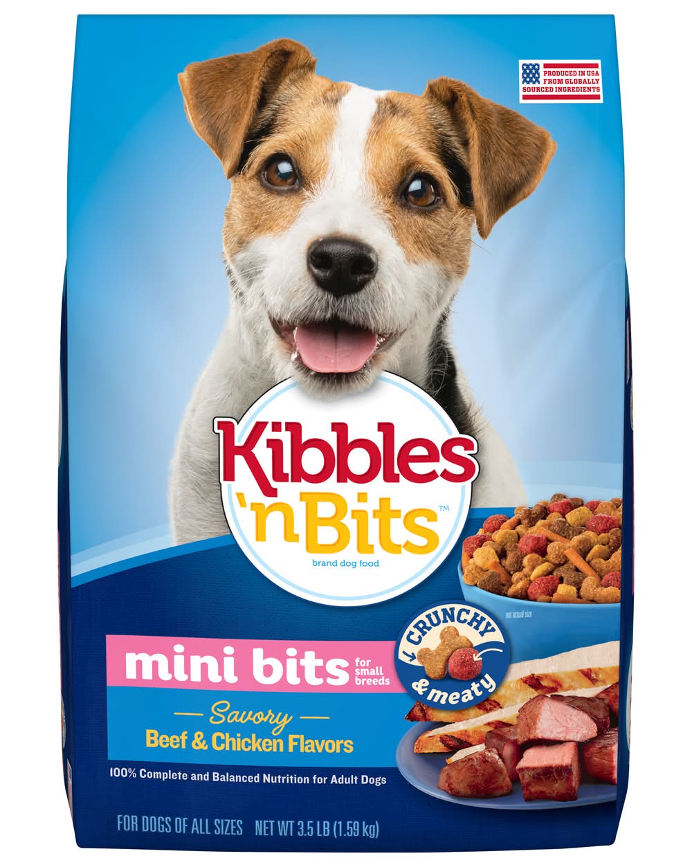 Kibbles 'n Bits Mini Bits Dry Dog Food, Beef-Chicken, Small Breed Adult (3.5 lbs)