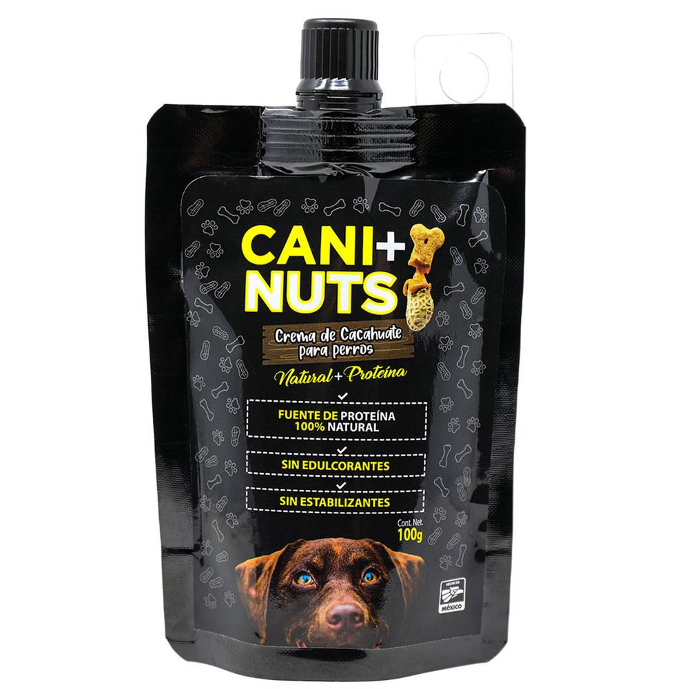 Caninuts crema de cacahuate receta natural + proteína (punch 100 g)