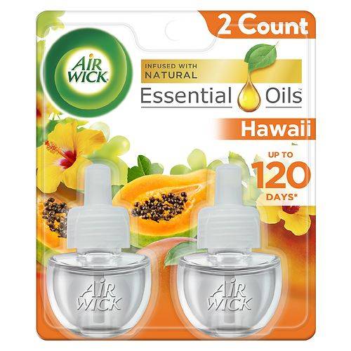 Air Wick Plug In Scented Oil with Essential Oils, Air Freshener Hawaii Exotic Papaya & Hibiscus Flower - 0.67 fl oz x 2 pack