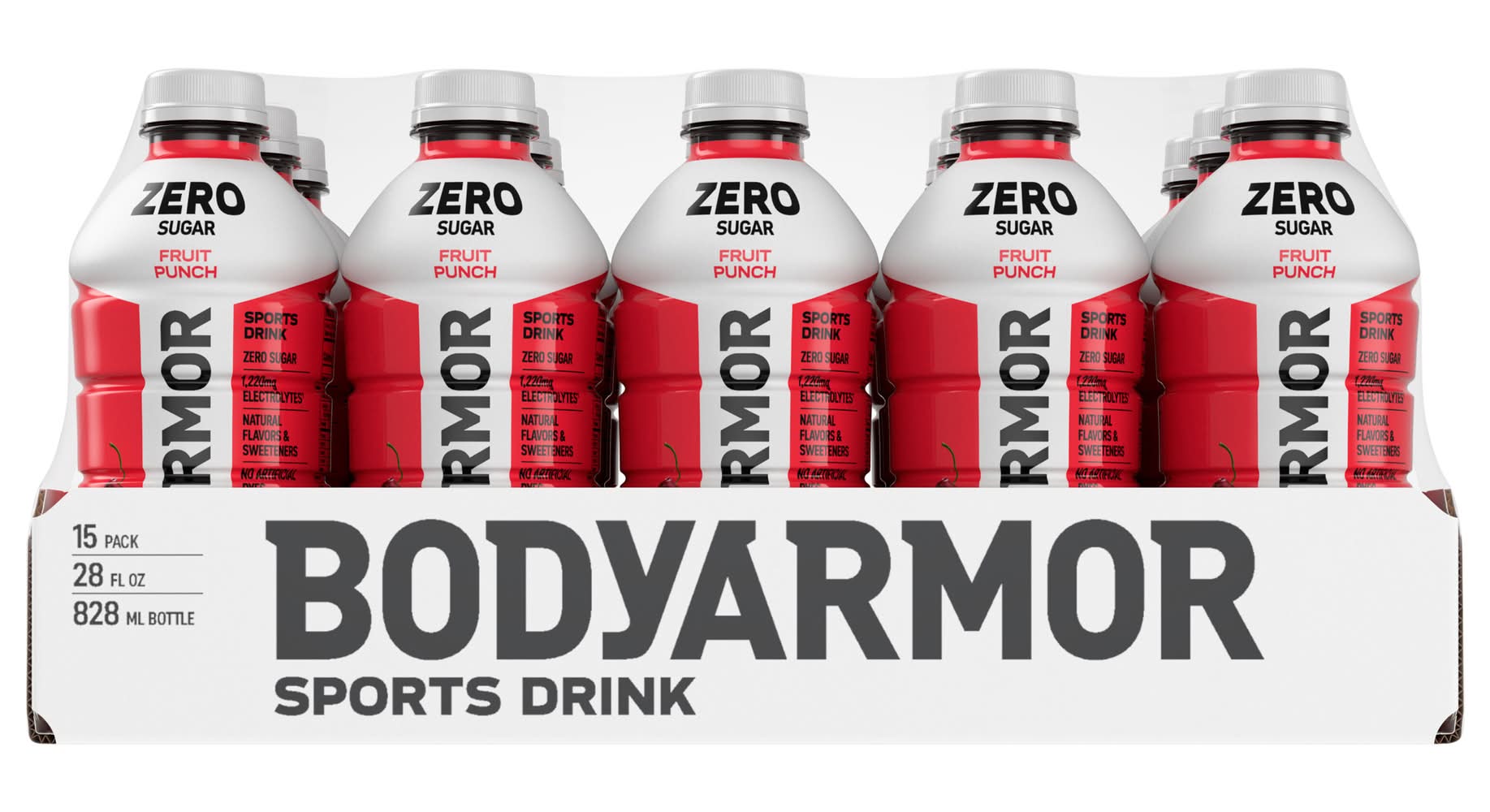 BODYARMOR Zero Sugar Sports Drink, Fruit Punch (15 x 28 fl oz)