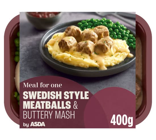 ASDA Swedish Style Meatballs & Buttery Mash Meal For One (400g)