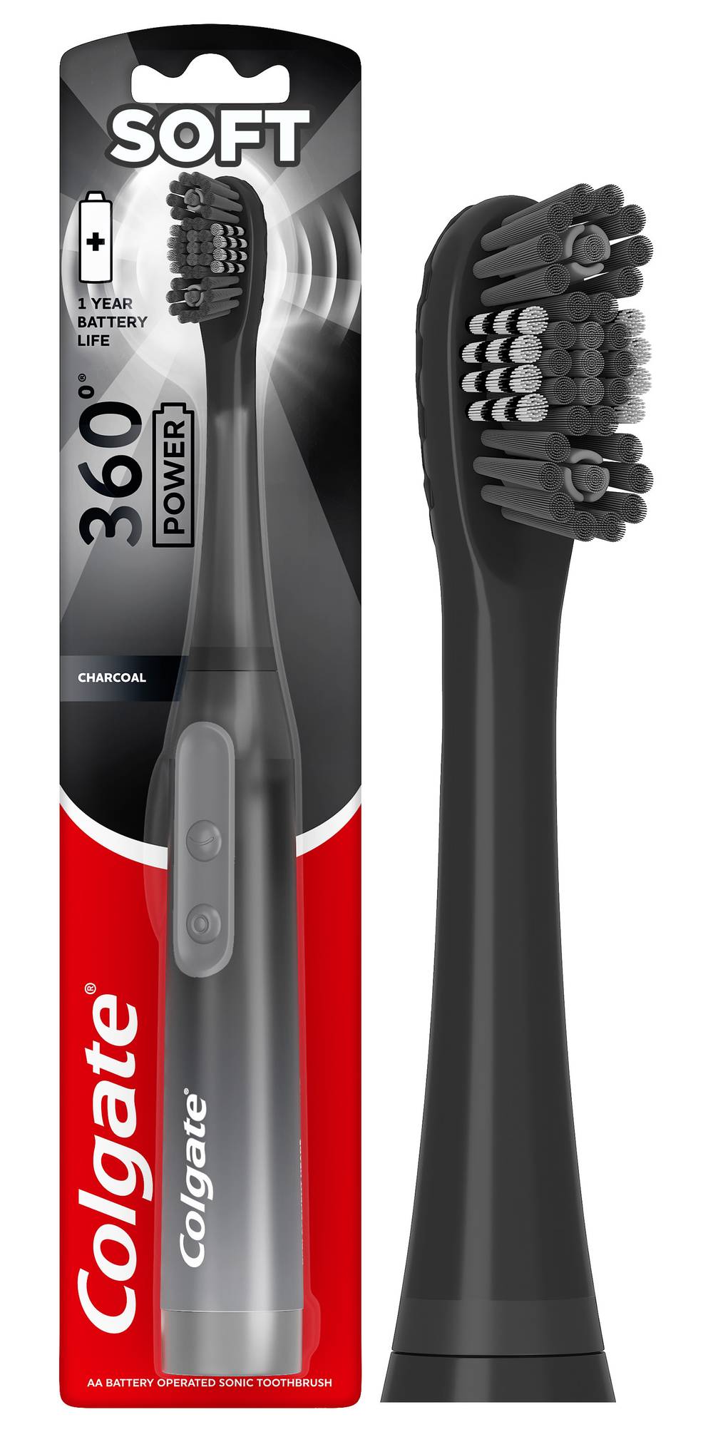 Colgate 360 Sonic Charcoal Battery Powered Toothbrush (3.2 oz)