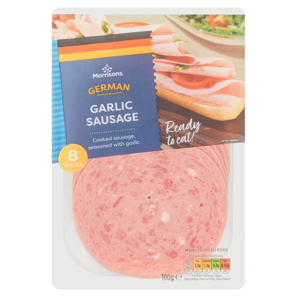 Morrisons German Garlic Sausage Slices (8 pack)