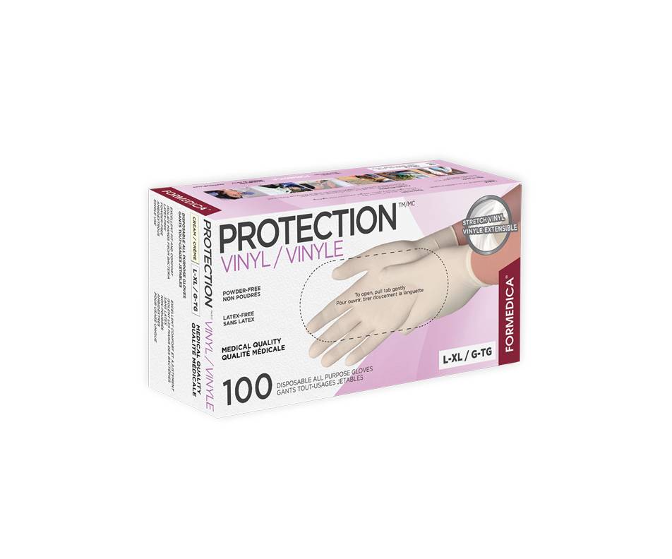 Formedica gants de protection en vinyle extensible (100 unités, grand - très-grand) - protection stretch vinyle gloves (100 units, large - x-large)
