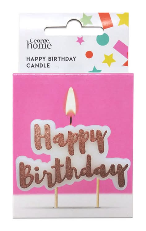 George Home Rose Gold, Happy Birthday Pick Candle