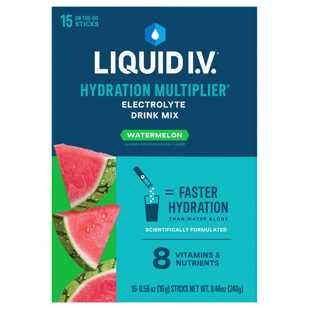 Liquid I.V. Electrolyte Drink Mix, Watermelon (8.46 oz, 15 ct)