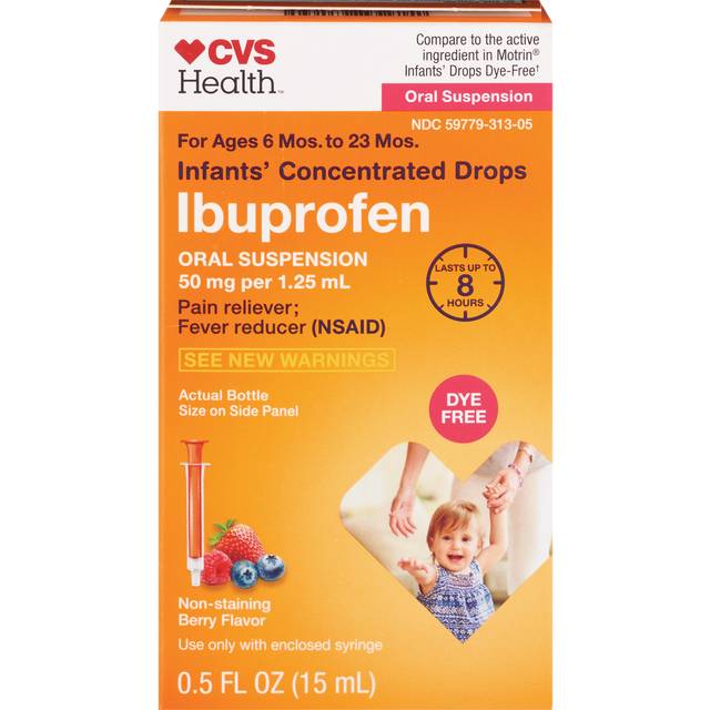 CVS Infants' Ibuprofen 50mg/1.25ml Conc Drops 8-Hr DF Berry