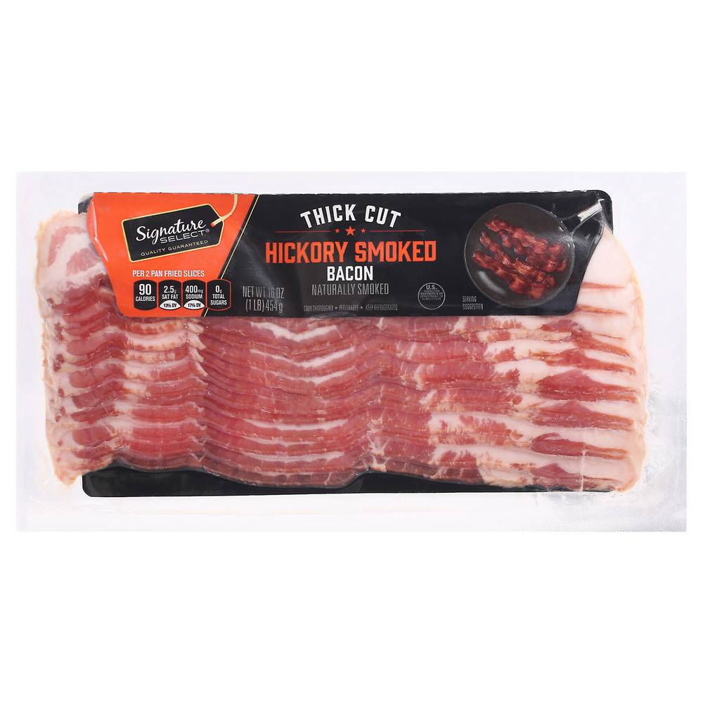 Signature Farms Thick Cut Hickory Smoked Sliced Bacon (16 oz)