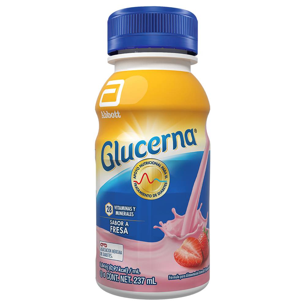 Glucerna suplemento alimenticio líquido sabor fresa (botella 237 ml)