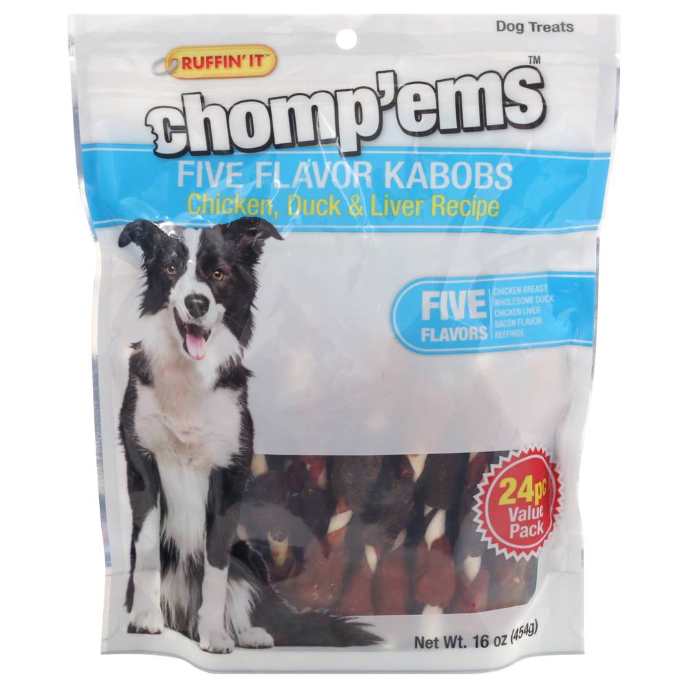 Ruffin' It Chomp'ems Five Flavor Kabobs Dog Treats (24 ct)