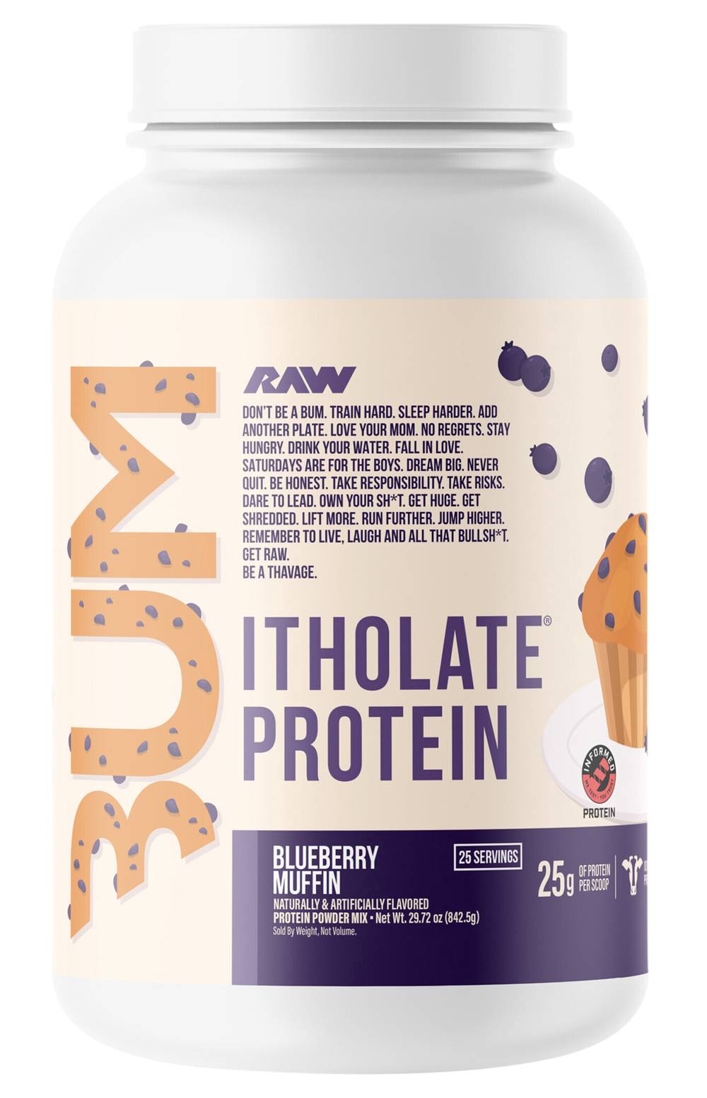 RAW Bum Itholate Protein Mix, Blueberry Muffin (29.72 oz)