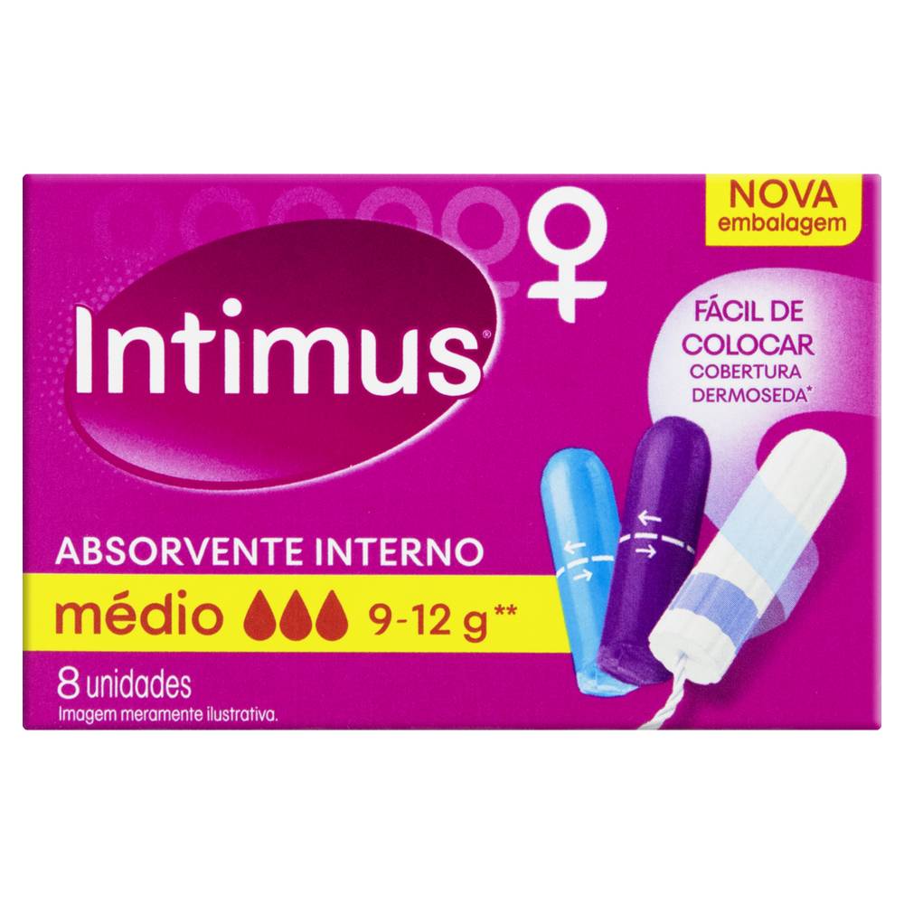 Intimus · Absorvente descartável interno médio (8 un)