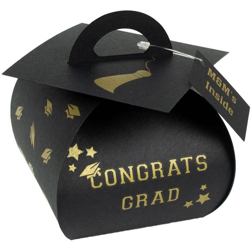 Party City Graduation Cap Favor Box (black)