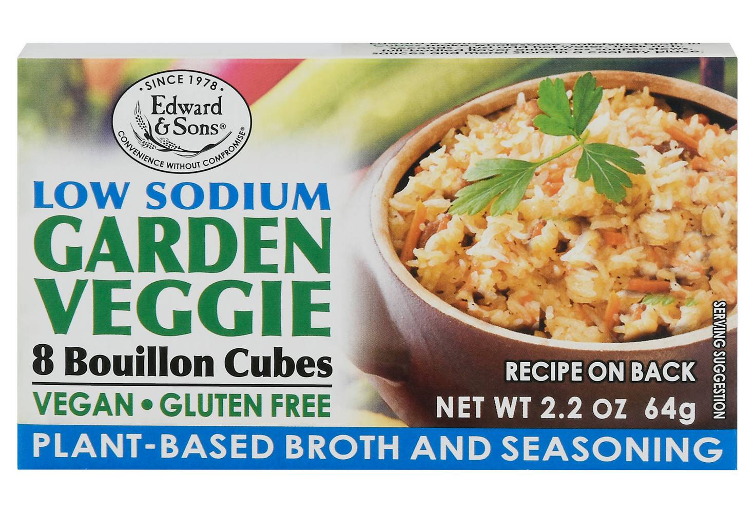 Edward & Sons Vegan Low Sodium Garden Veggie Bouillon Cubes (2.2 oz, 8 ct)