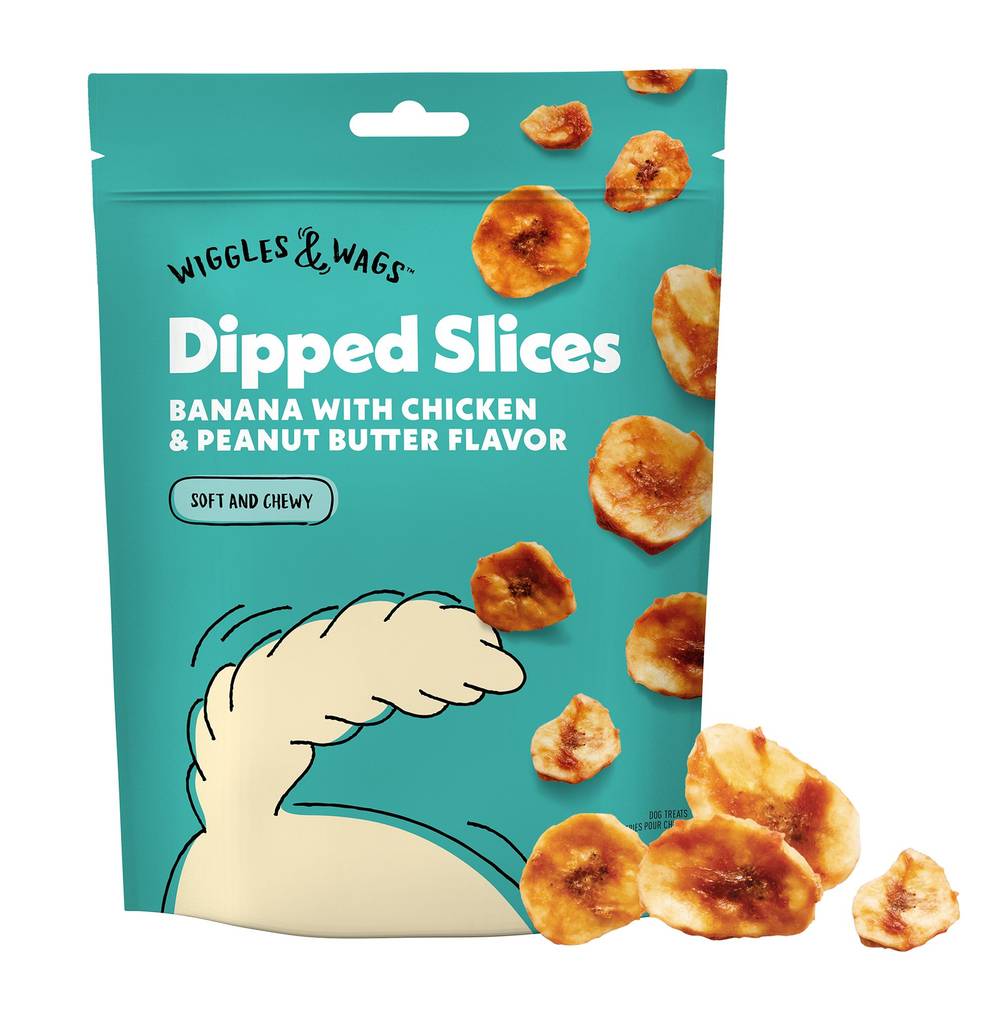 Wiggles & Wags Soft and Chewy Dipped Slices, Banana-Chicken-Peanut Butter (6 oz)