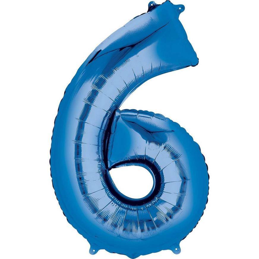 Party City Uninflated Number 6 Balloon, 22 in x 34 in, Blue