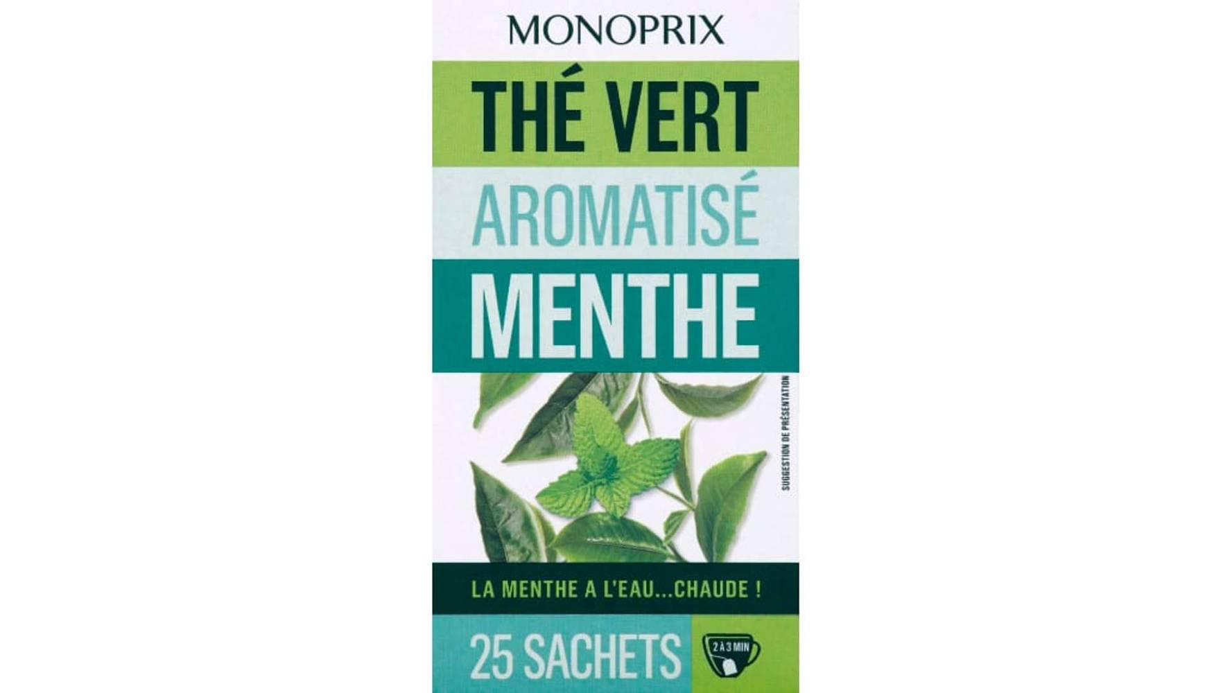Monoprix Thé vert aromatisé menthe Les 25 sachets, 40g