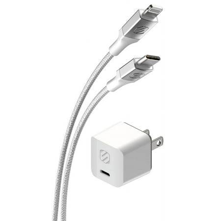 Scosche Hpd30ci4b8w-Sp 30w Usb-C Mini Home Charger Cube With 8 ft Braided Cable, White (2 ct)