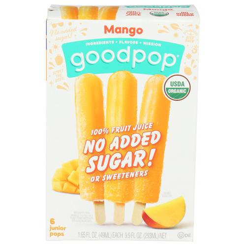 Goodpop Organic Mango Junior Pops 6 Pack