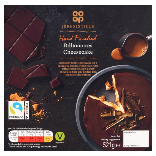 Co-Op Irresistible Hand Finished Billionaires Cheesecake 521g