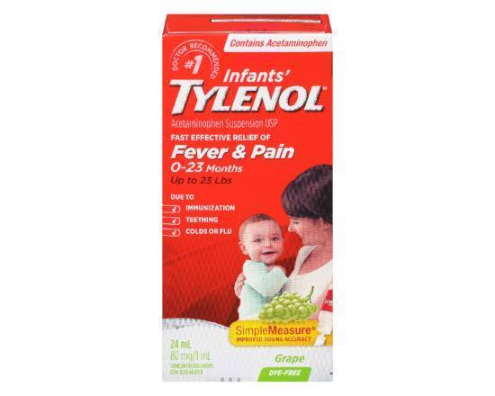 TYLENOL INFANTS DROPS DYE FREE WHITE GRAPE 24