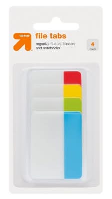 up&up File Tabs For Removable Plastic Filing Accessories, 2x1.5 in, Assorted (4 x 9 ct)
